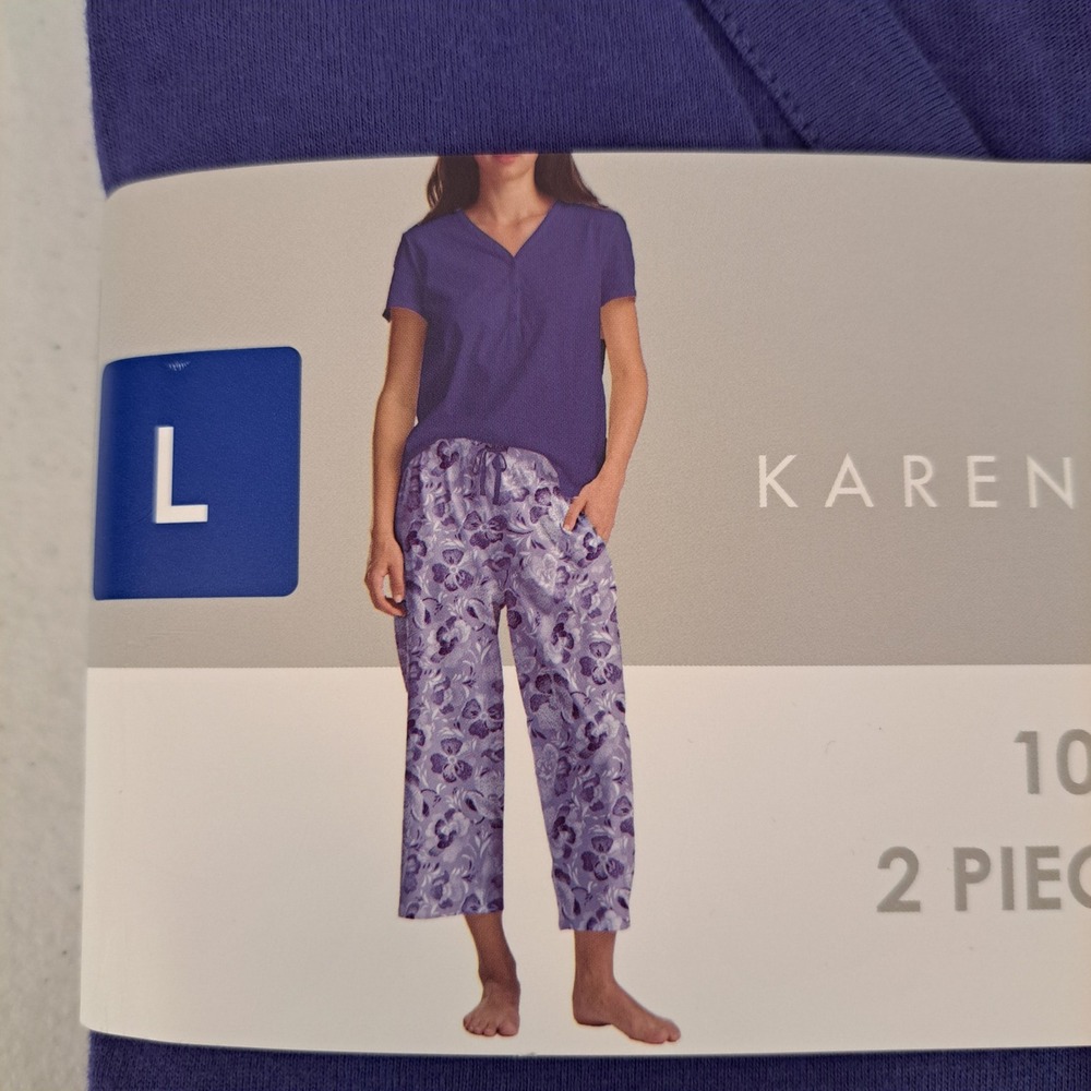 Karen Neuburger Womens Pajamas L Purple NWT 2pc Cotton 1698-238